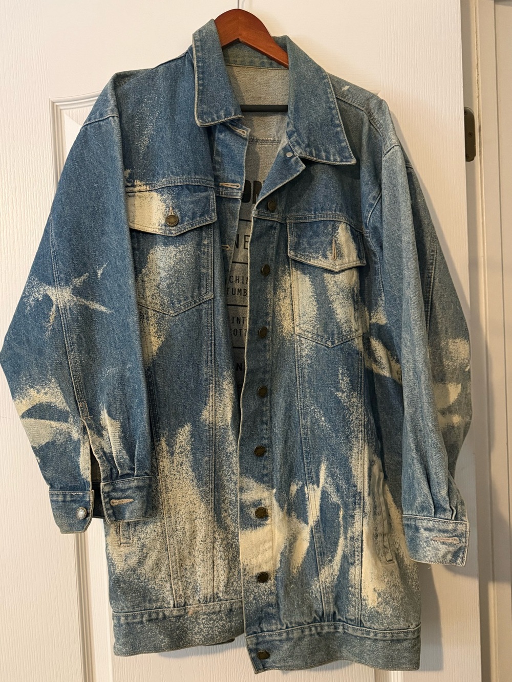 The Laundry Room Blue and Cream Distressed Denim Jacket